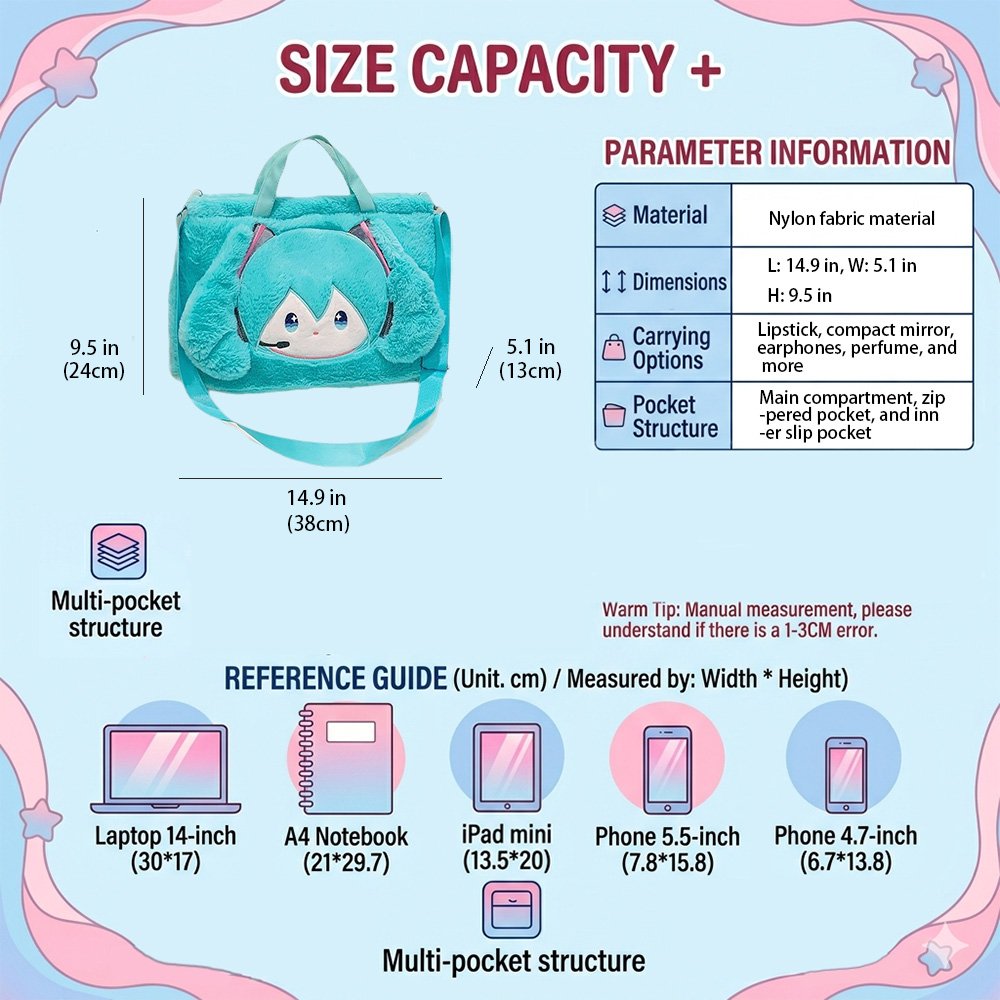 Miku Ita Tote Bag Itabag Plush Cute
