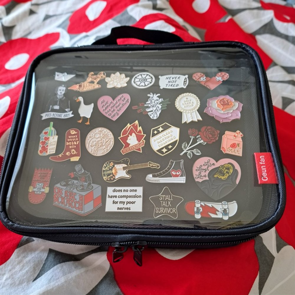 Pin Bag Enamel Badge Display Storage Book Case