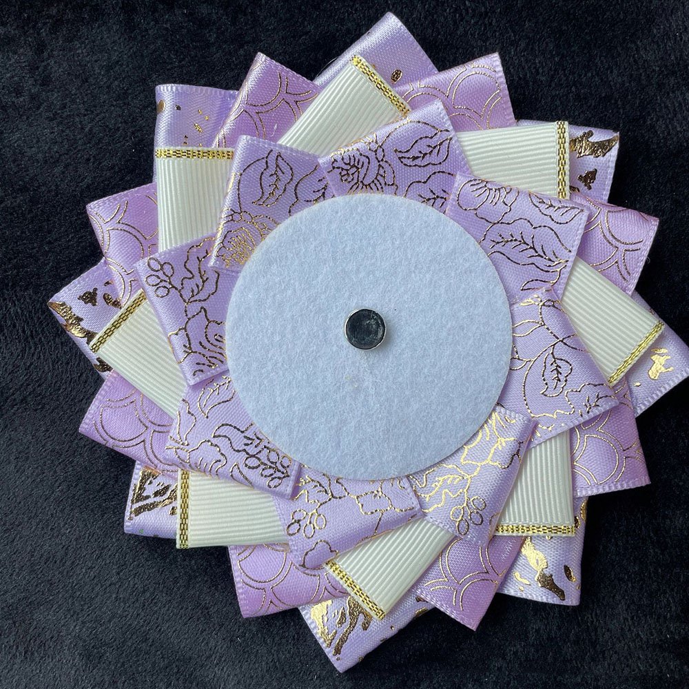 Pink Gold Floral Jacquard Rosette Badge Display Base