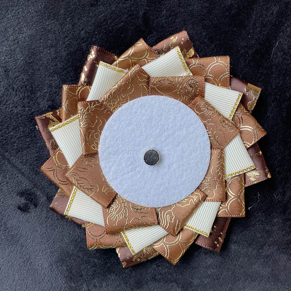 Pink Gold Floral Jacquard Rosette Badge Display Base