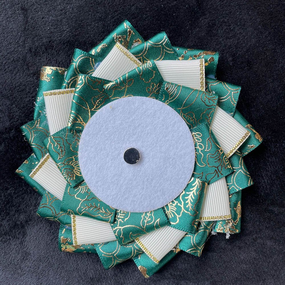 Pink Gold Floral Jacquard Rosette Badge Display Base