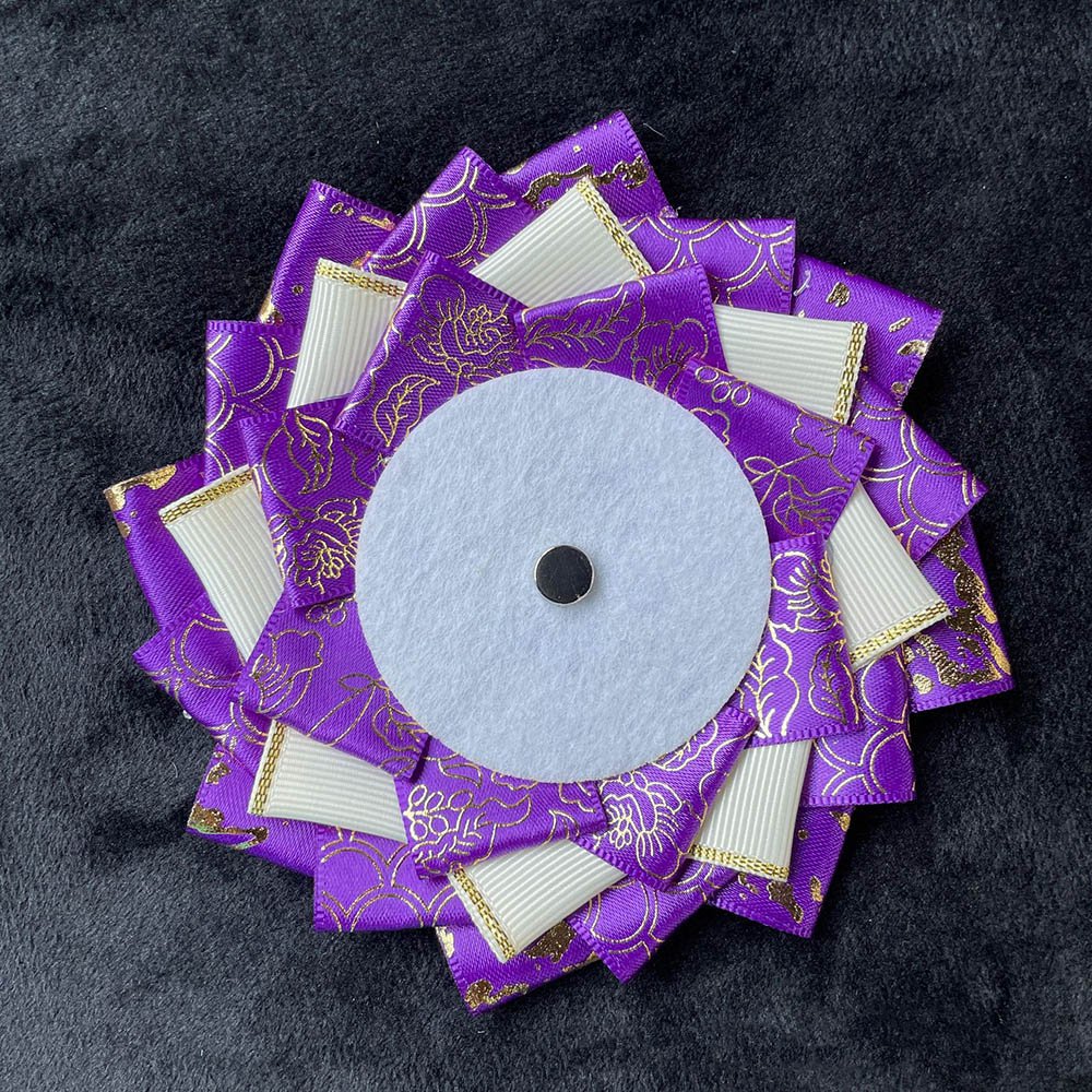 Pink Gold Floral Jacquard Rosette Badge Display Base