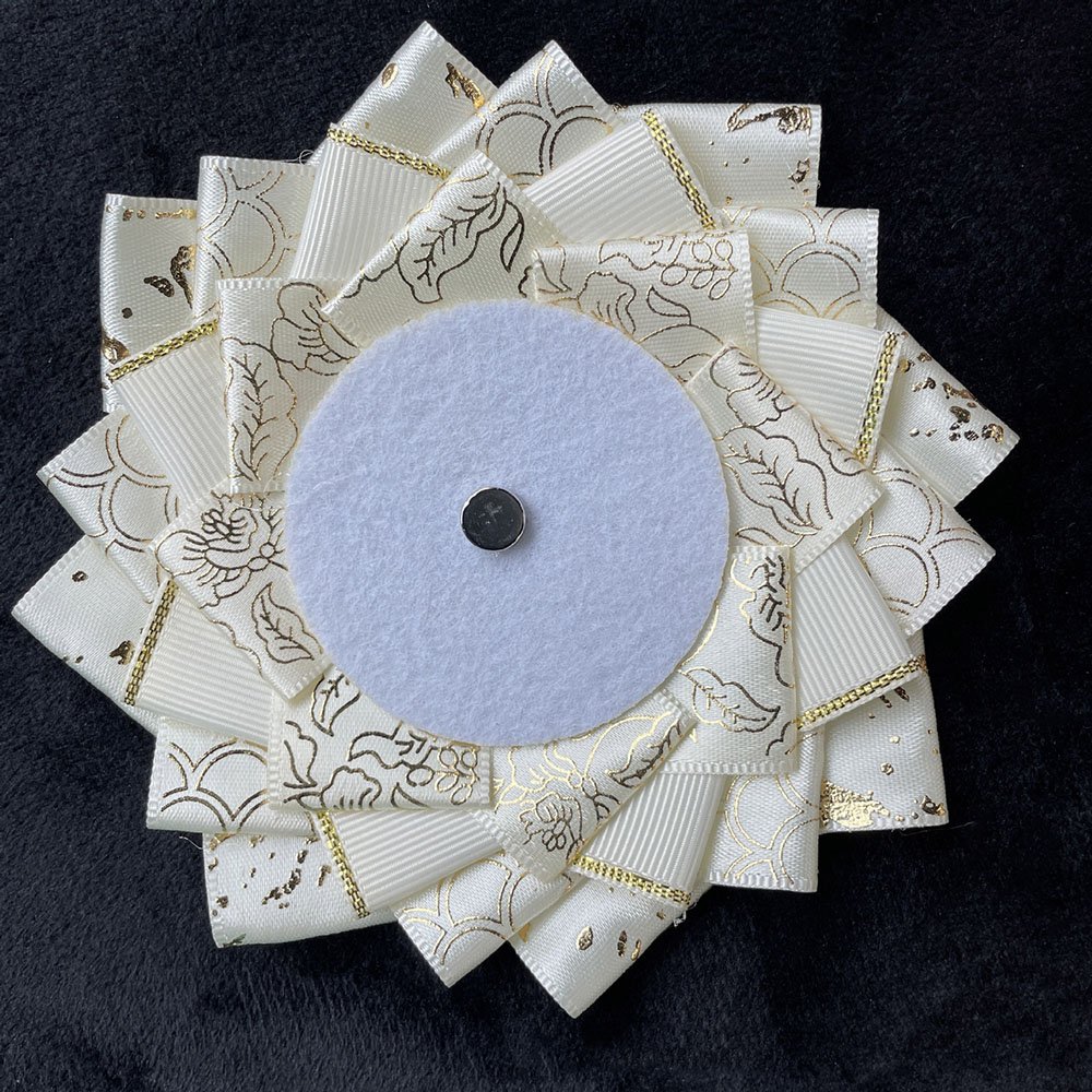 Pink Gold Floral Jacquard Rosette Badge Display Base