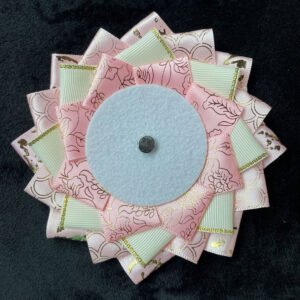 Pink Gold Floral Jacquard Rosette Badge Display Base