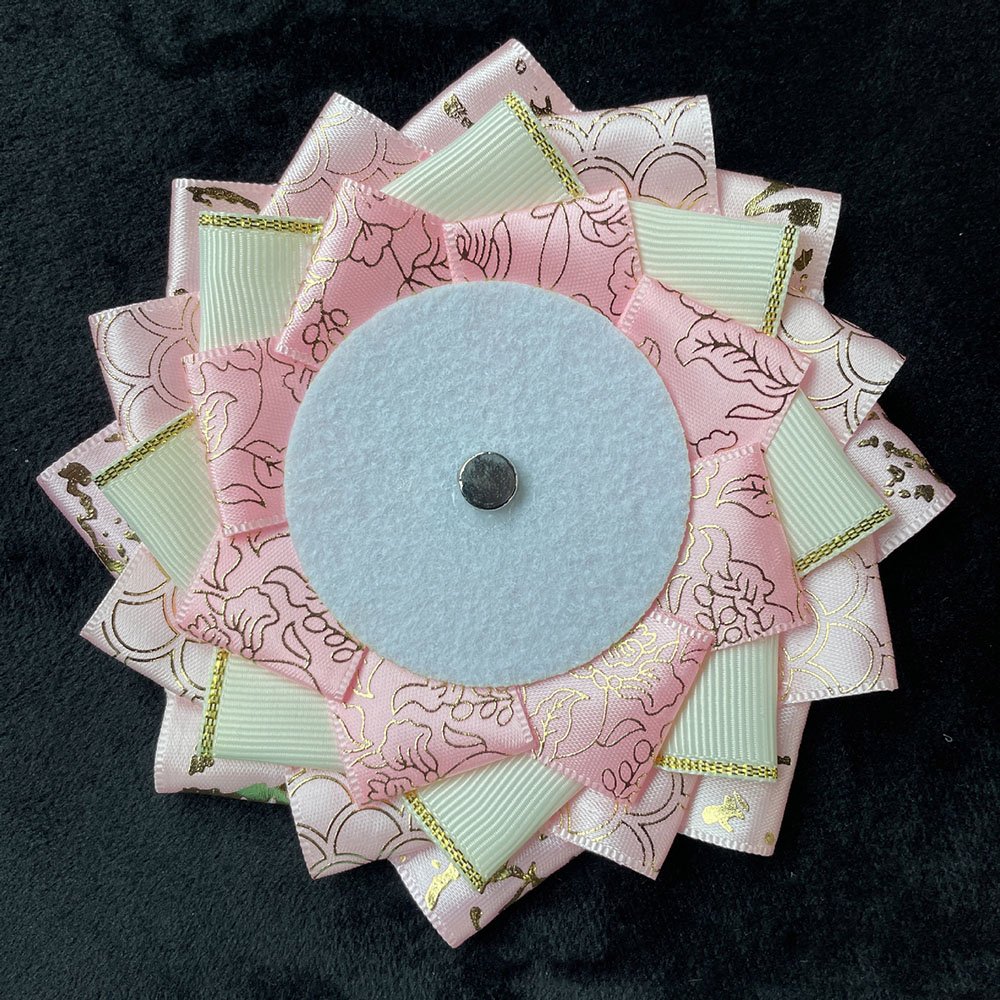 Pink Gold Floral Jacquard Rosette Badge Display Base