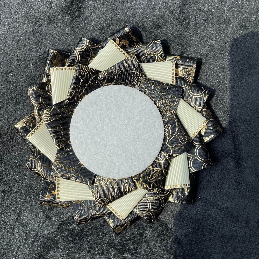 Pink Gold Floral Jacquard Rosette Badge Display Base