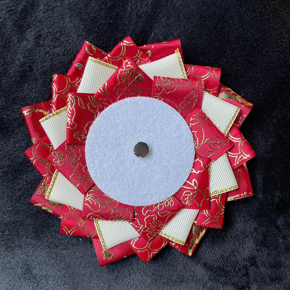 Pink Gold Floral Jacquard Rosette Badge Display Base
