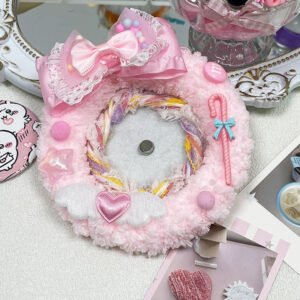 Pink Kawaii Candy Plush Round Photocard Sleeve