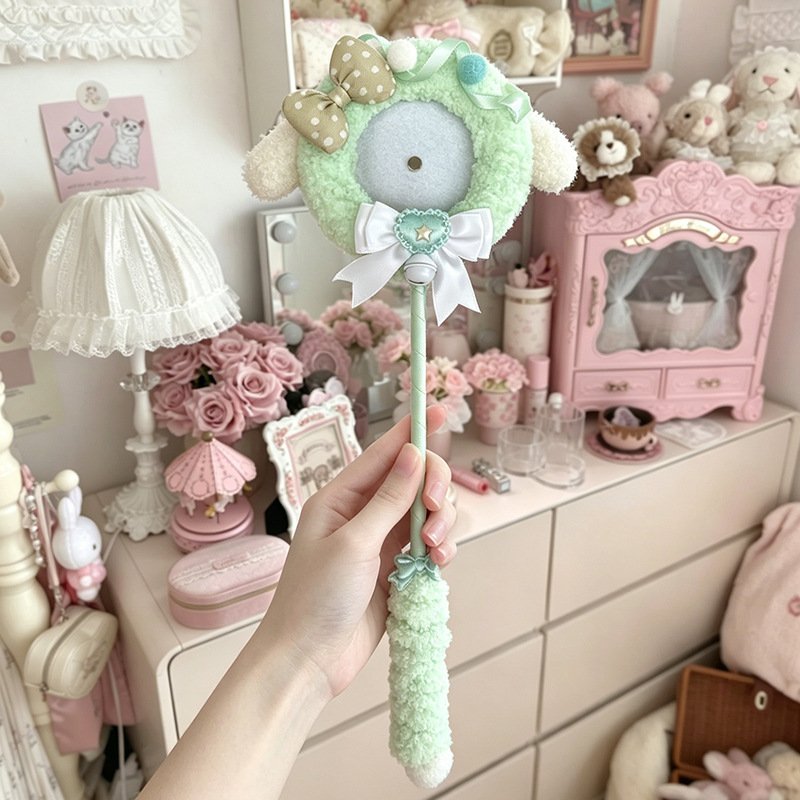 Pink Plush Bear Ear Magic Wand Badge Display Base