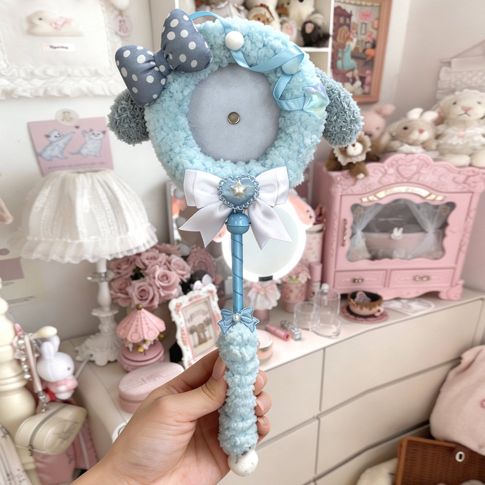 Pink Plush Bear Ear Magic Wand Badge Display Base