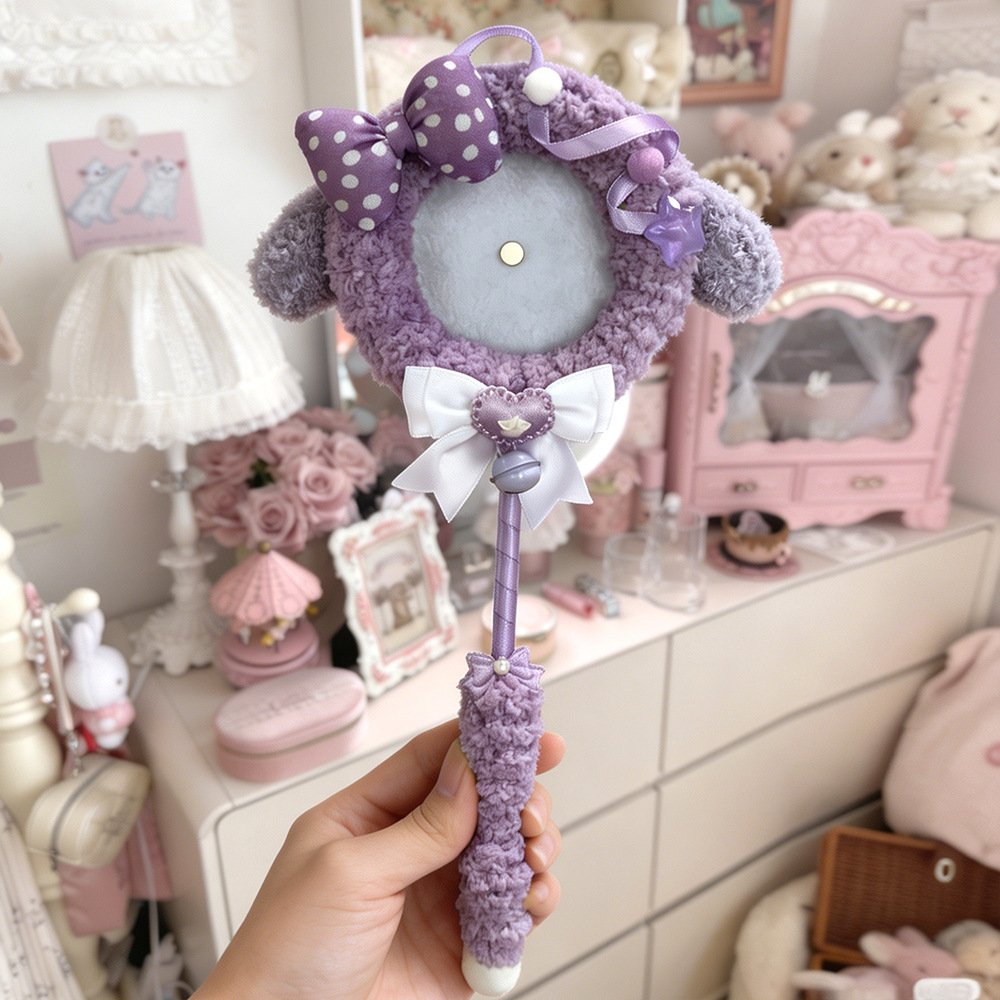 Pink Plush Bear Ear Magic Wand Badge Display Base