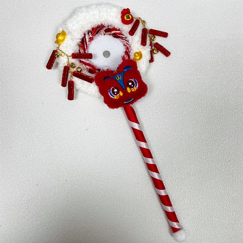 Red White Chinese Lion Dance Wand Badge Display Base
