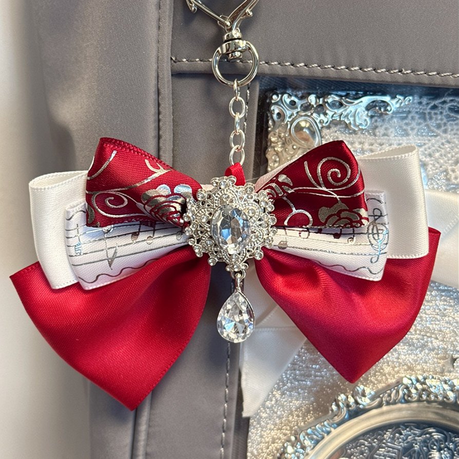 Rose Print Ribbon Bow Ita Bag Charm