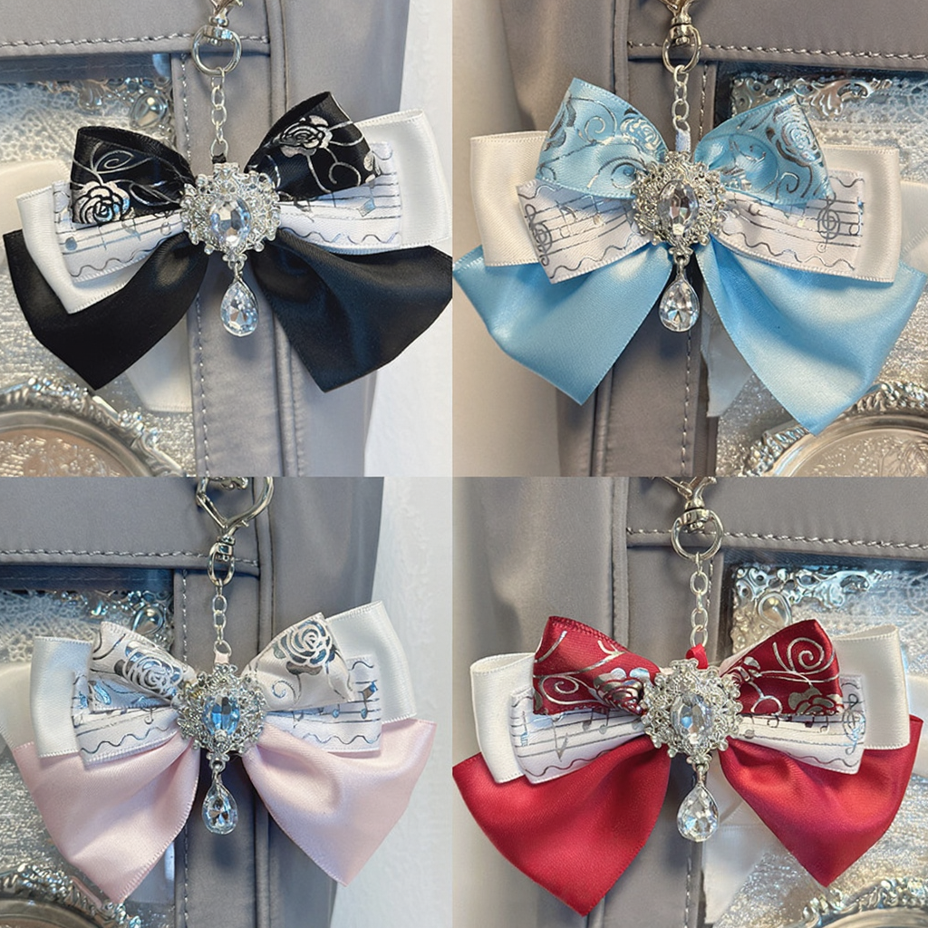Rose Print Ribbon Bow Ita Bag Charm