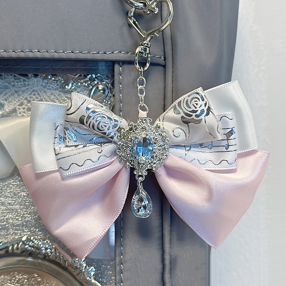 Rose Print Ribbon Bow Ita Bag Charm