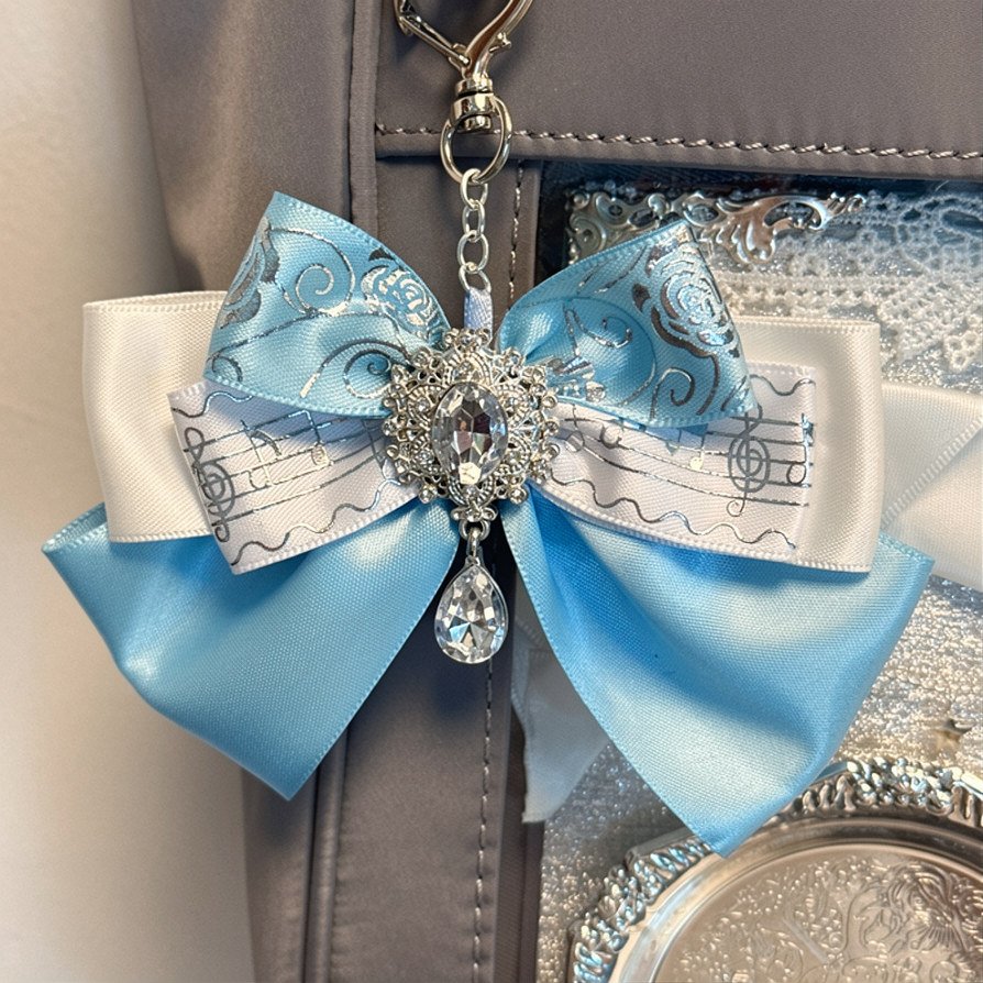 Rose Print Ribbon Bow Ita Bag Charm