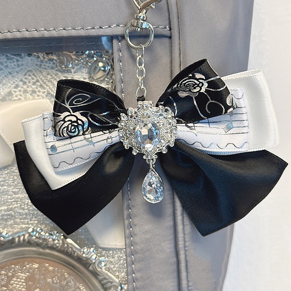 Rose Print Ribbon Bow Ita Bag Charm