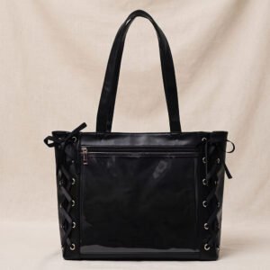 Black Ita Bag Large Capacity Ribbon Tote Bag