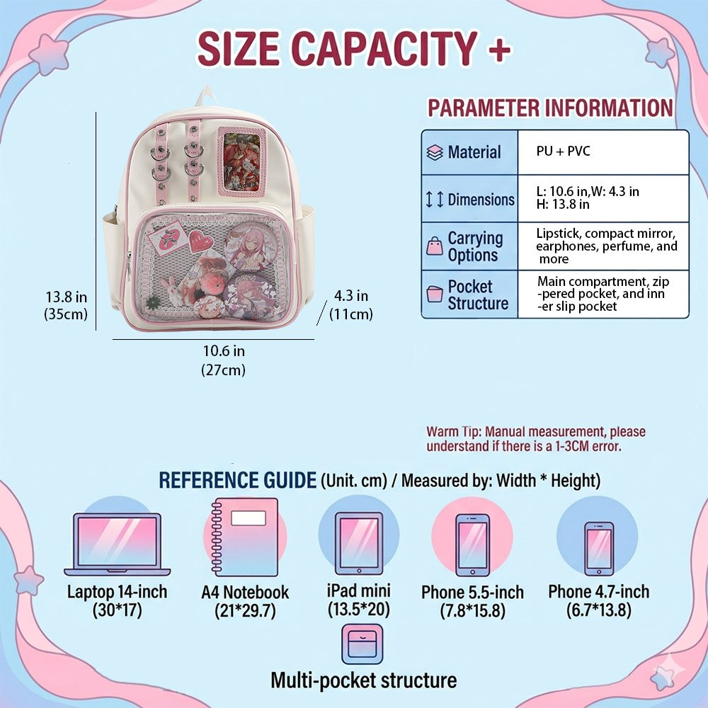 Black Ita Bag PU Removable Insert Backpack