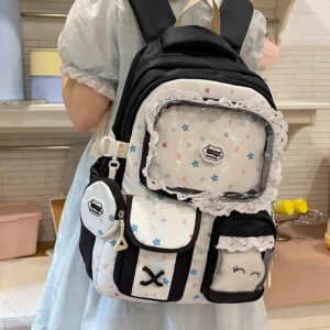 Black Ita Bag Star Lace Backpack with Pouch