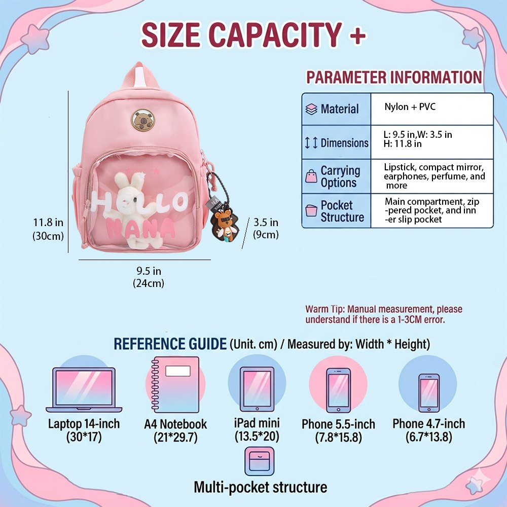 Blue Ita Bag Backpack Cute Plushie Daypack