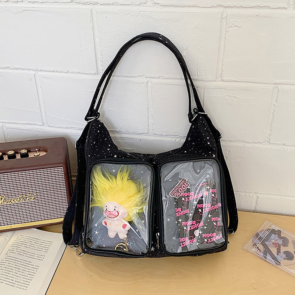 Blue Ita Bag Clear Dual Window Doll Tote