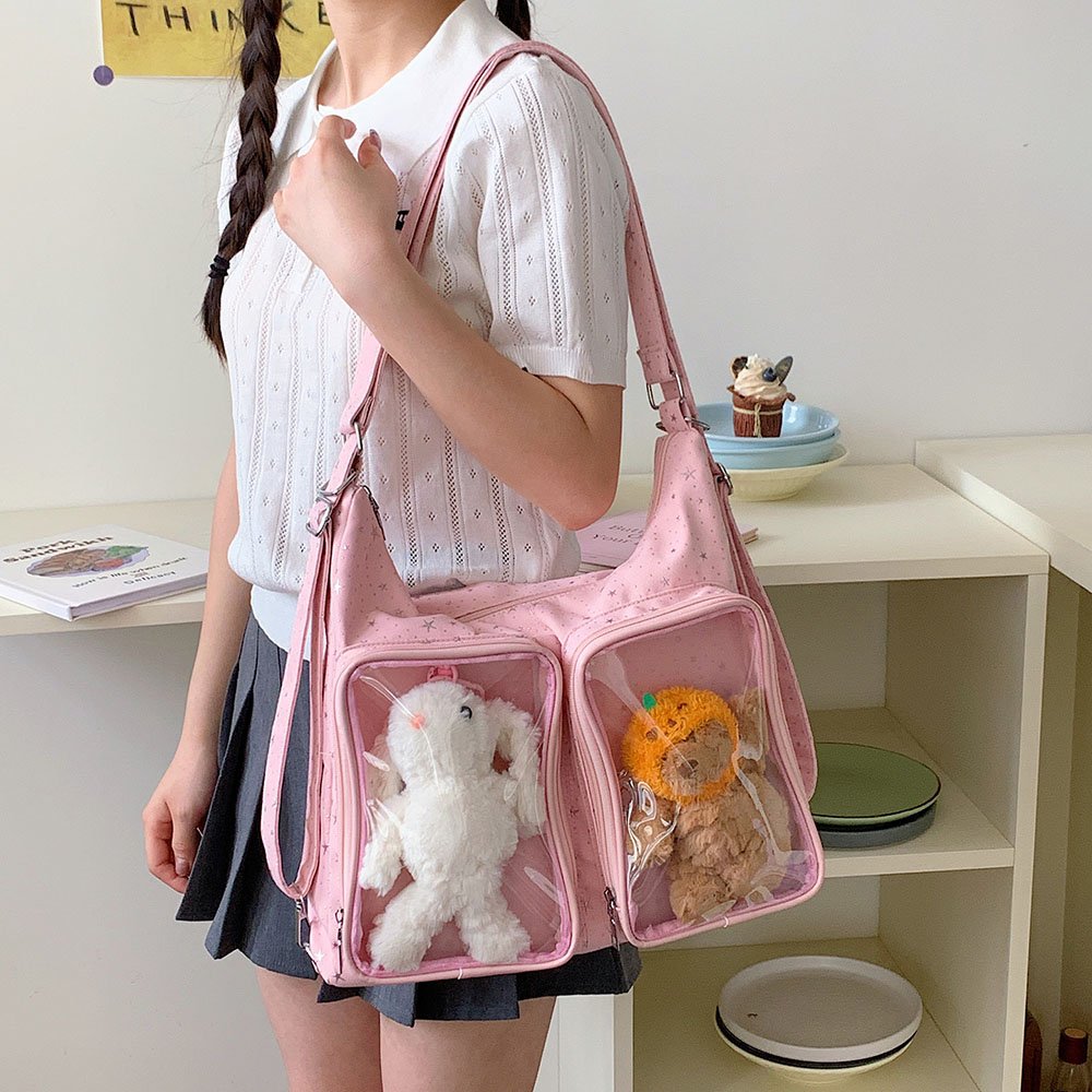 Blue Ita Bag Clear Dual Window Doll Tote