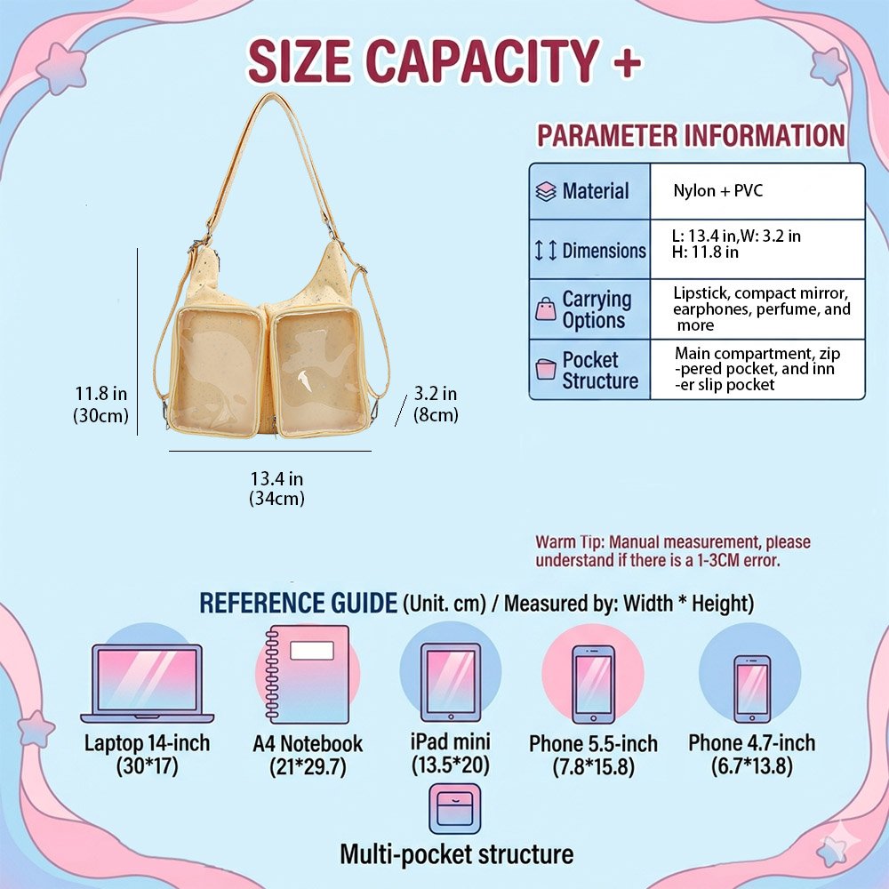 Blue Ita Bag Clear Dual Window Doll Tote