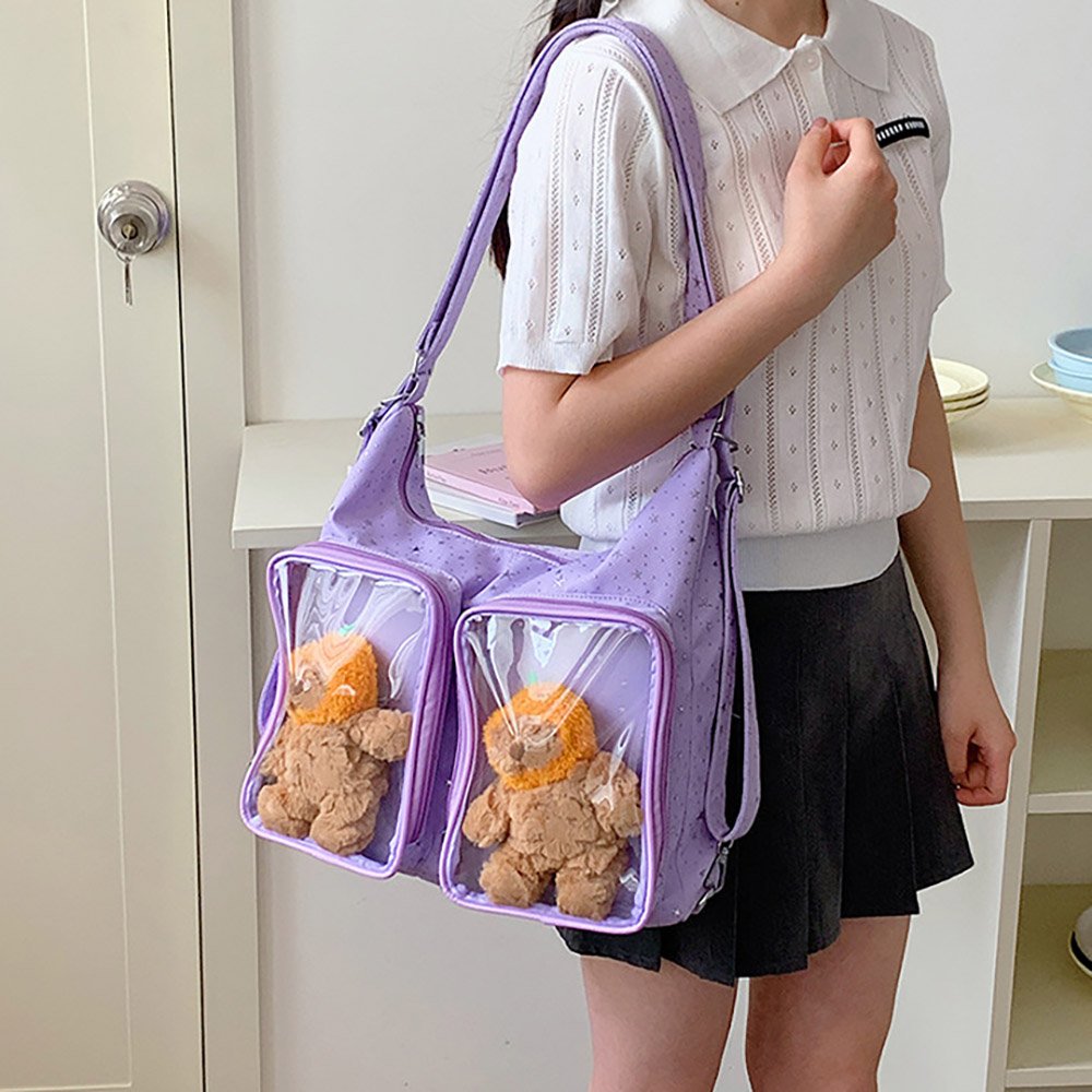Blue Ita Bag Clear Dual Window Doll Tote