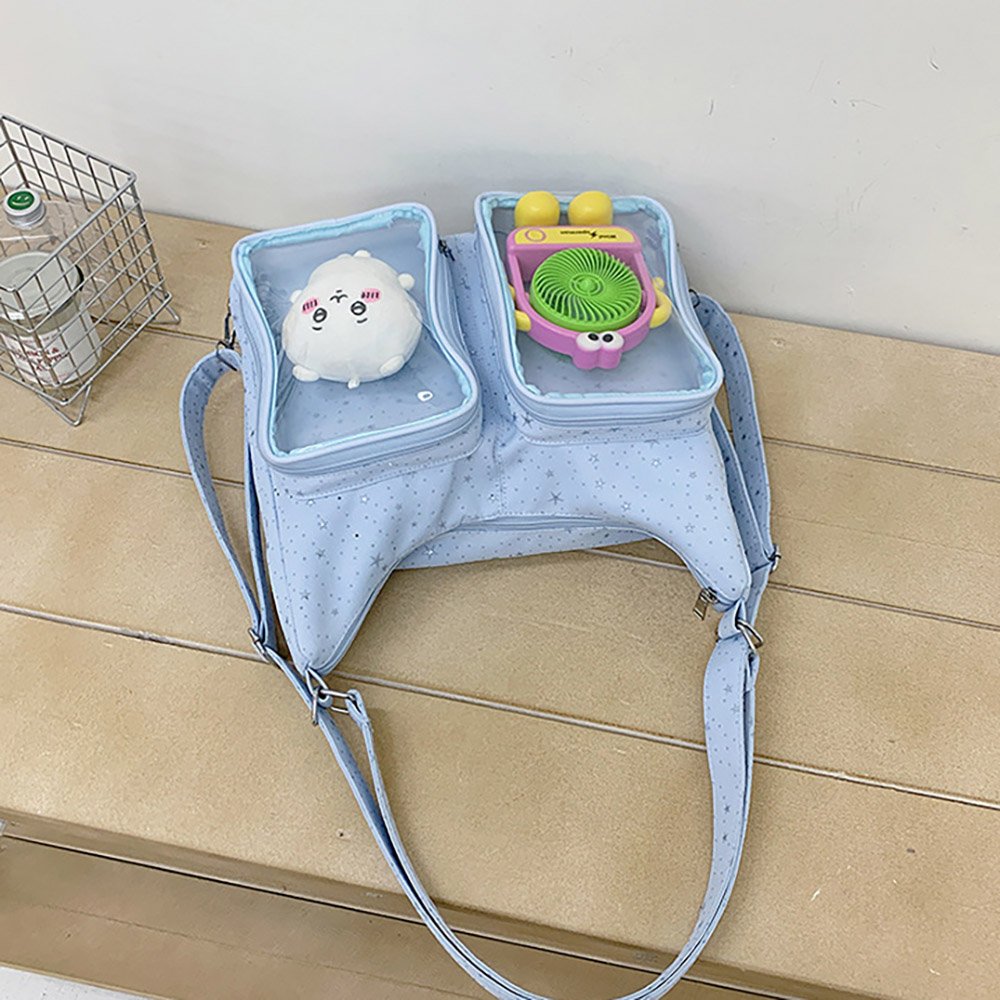 Blue Ita Bag Clear Dual Window Doll Tote