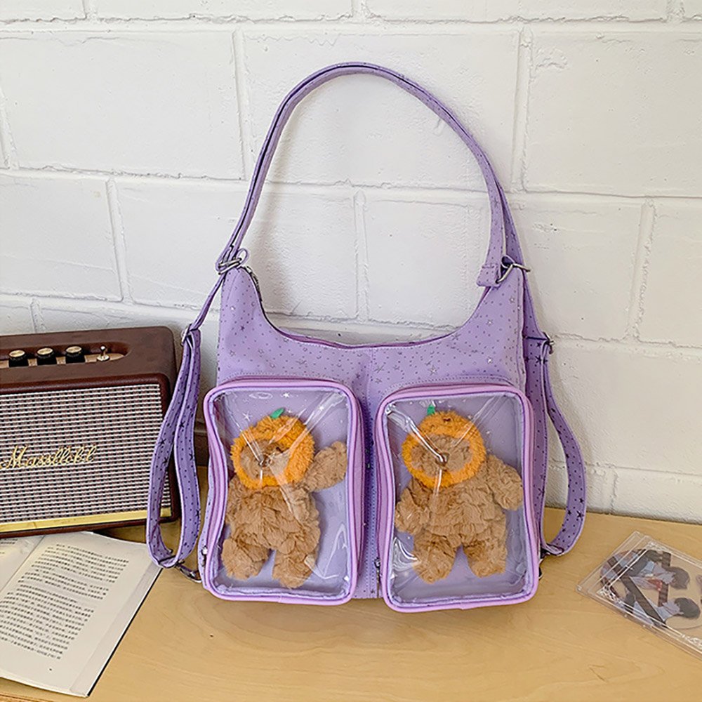 Blue Ita Bag Clear Dual Window Doll Tote