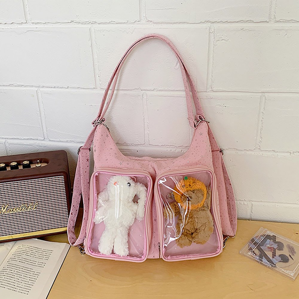 Blue Ita Bag Clear Dual Window Doll Tote