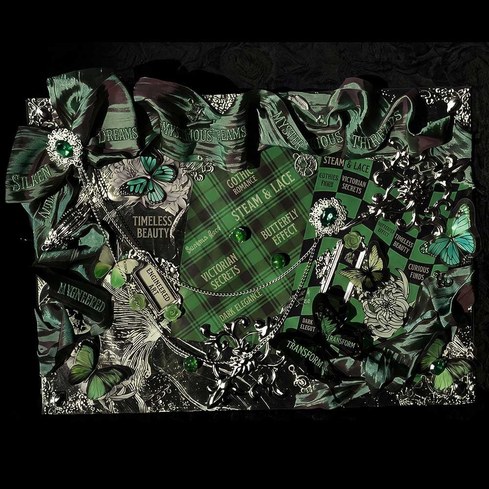 Dark green Gothic-style ita bag insert available in multiple colors