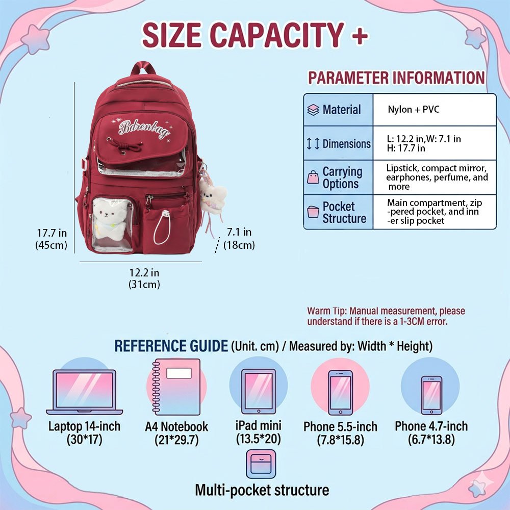 Ita Bag Backpack Double Window Multi Pocket