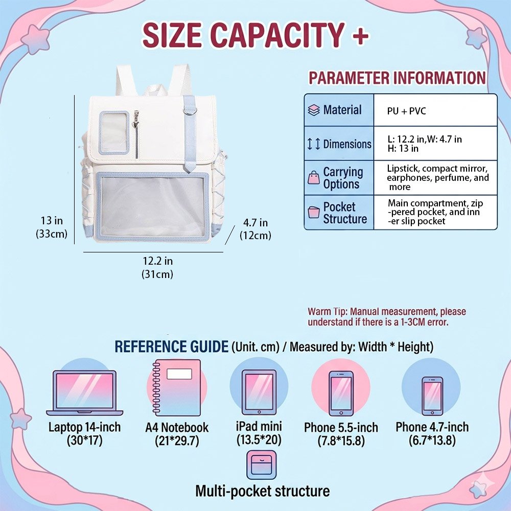 Ita Bag Backpack PU Leather Card Window Pin