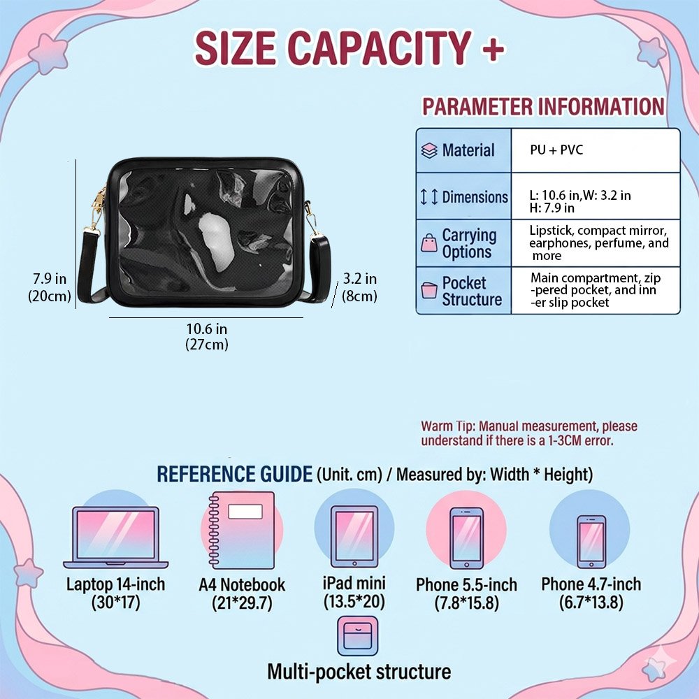 Ita Bag Crossbody Clear View Various Colors