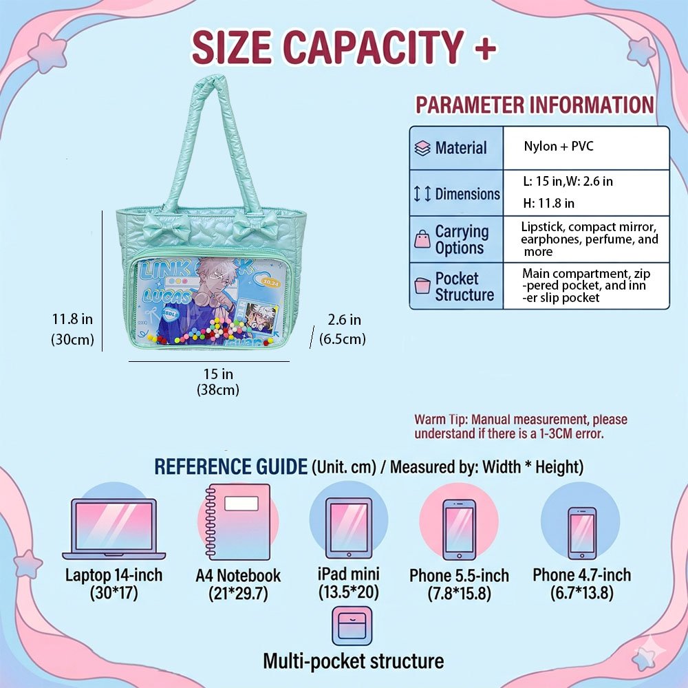 Pink Ita Bag Large Tote Comfy Shoulder Strap