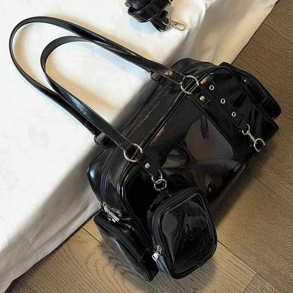 Black Ita Bag 2-Window Multi-Way Tote Bag