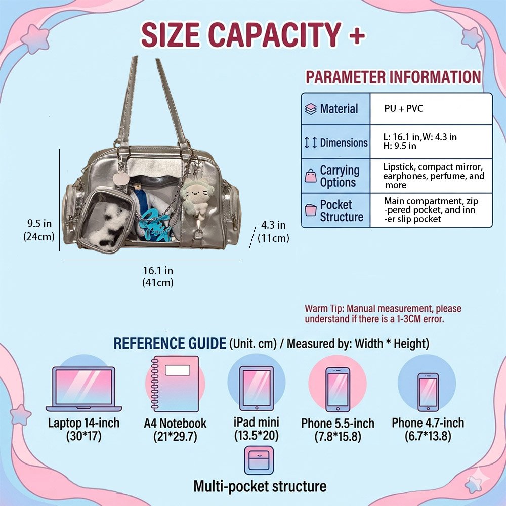 Black Ita Bag 2-Window Multi-Way Tote Bag
