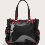 Black Ita Bag Large Clear Window Bow Tote
