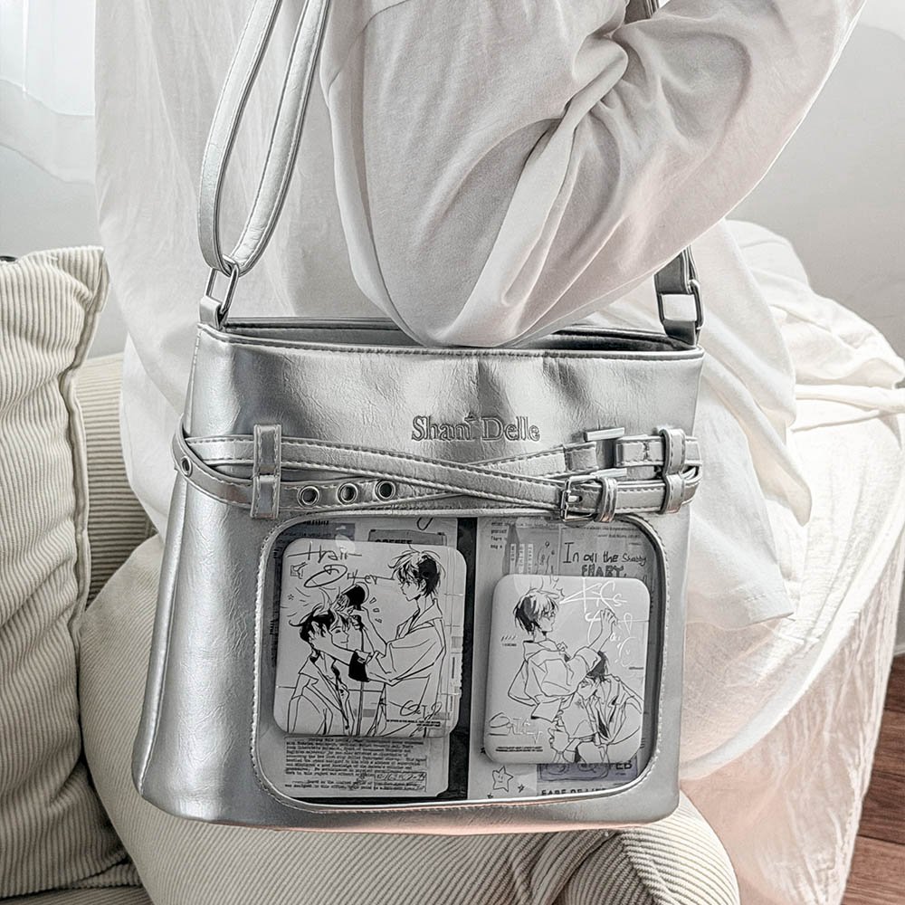 Black Ita Bag Large Clear Window Pin Insert