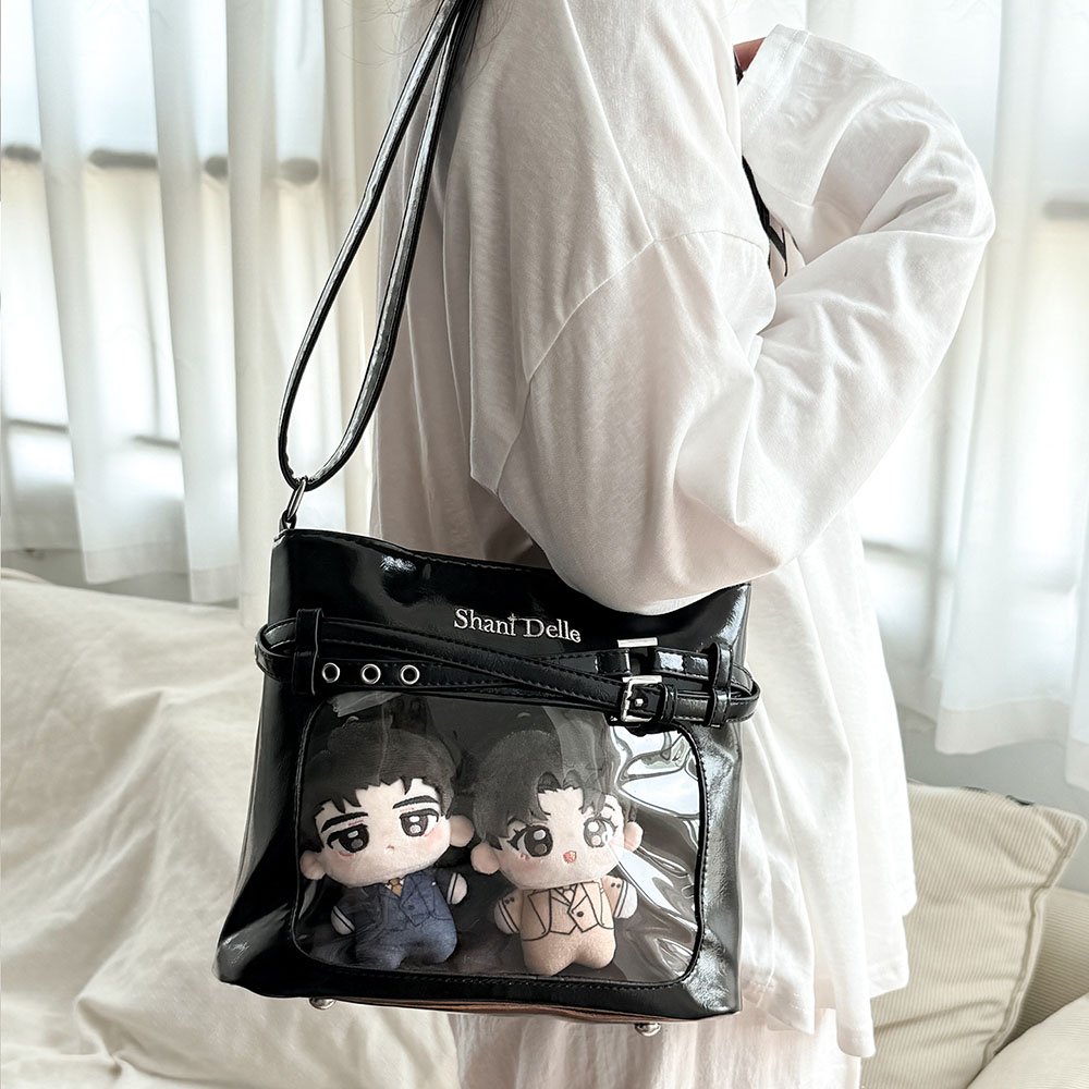 Black Ita Bag Large Clear Window Pin Insert