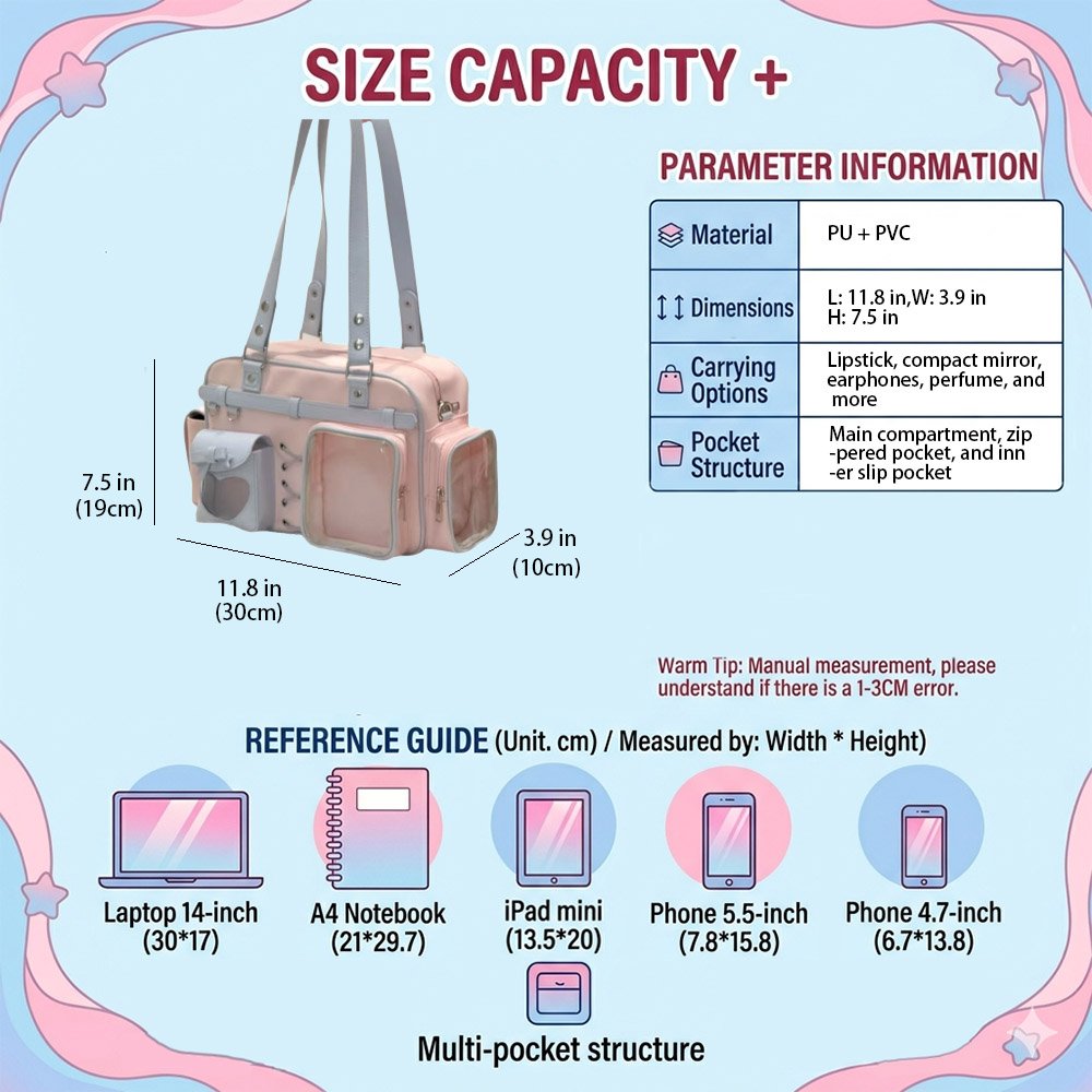 Blue Ita Bag Cute Multi-Window Display Tote