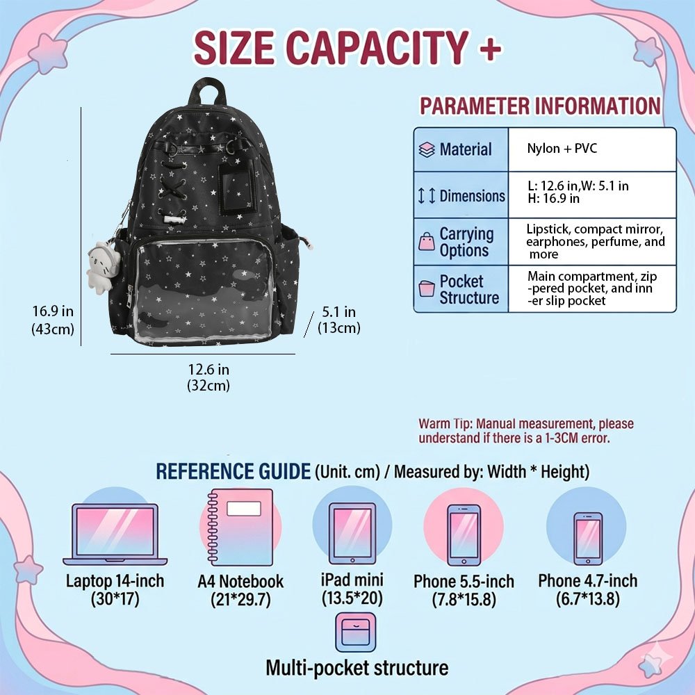 Ita Bag Backpack Large Dual Clear Window