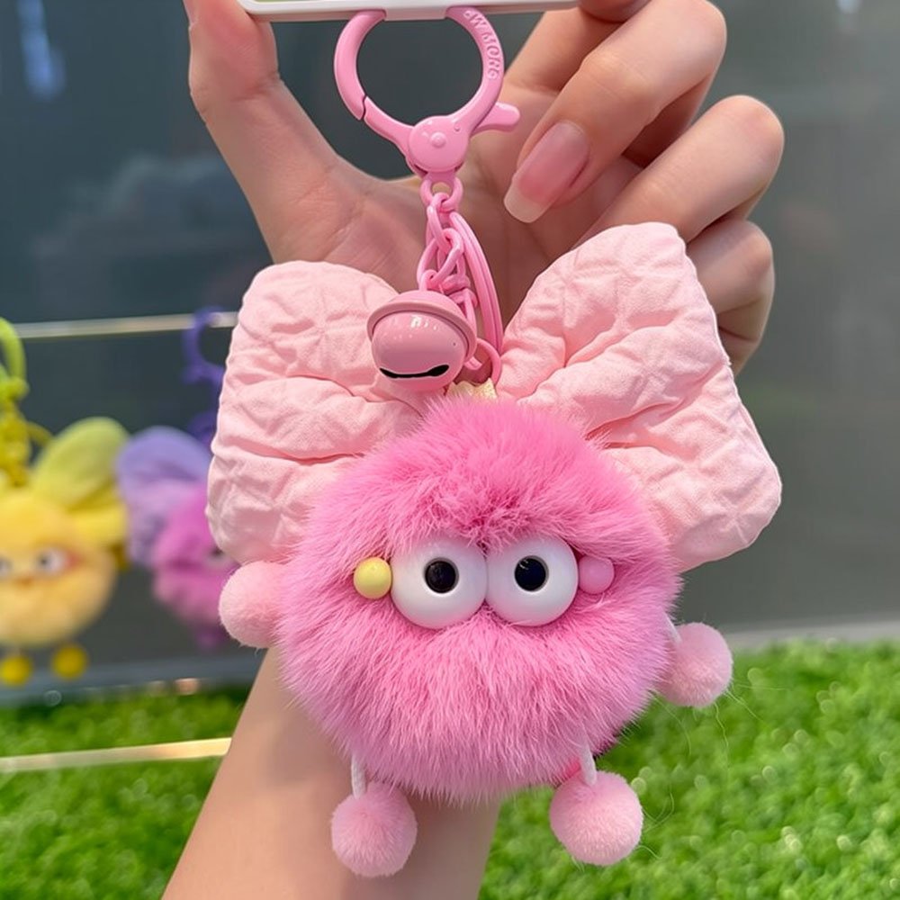 Pink Bow Fuzzy Ball Ita Bag Charms