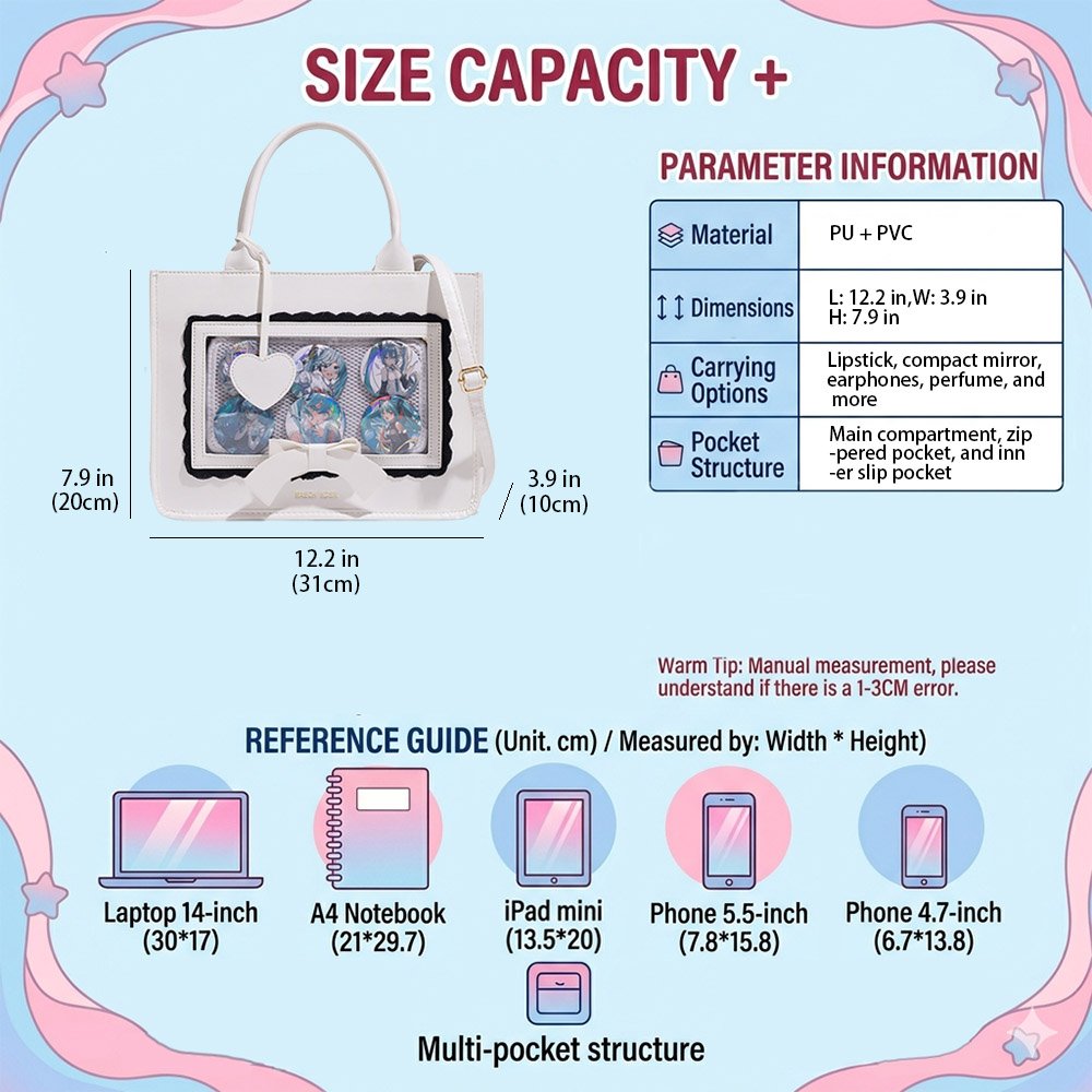 Pink Ita Bag Bow Lace Window Tote