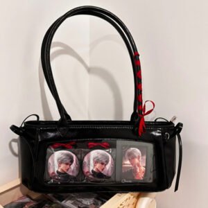 Black Ita Bag Clear Window Leather Shoulder