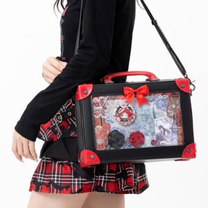 Black Ita Bag Red Trim Gothic Box Crossbody
