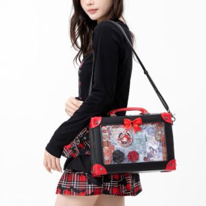 Black Ita Bag Red Trim Gothic Box Crossbody