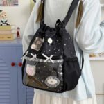 Black Ita Bag Star Bow Drawstring Backpack